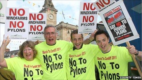 Some of the protesters in Welshpool