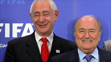 Lord Triesman (l) and Sepp Blatter