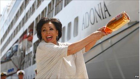 Dame Shirley Bassey prepares to name the Adonia