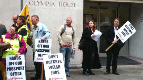 Protest outside Newport passport office