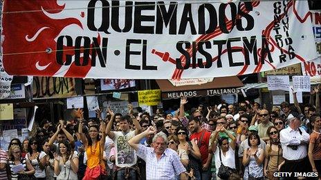 Mass protest against austerity in Madrid, 22 May 11