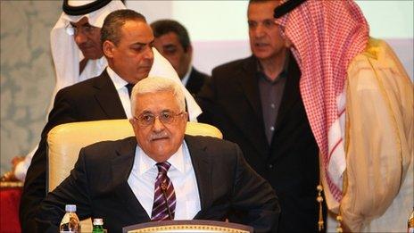 Mahmoud Abbas at the Arab League meeting