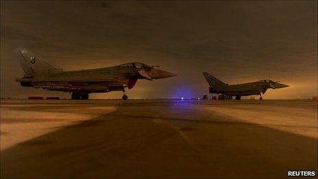 RAF Typhoon aircraft at Gioia del Colle Air Base, Italy