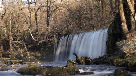 Waterfall at Pontneddfechan, Neath. Pic: Lyndon Ellis