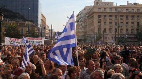 Anti-austerity protesters in Athens