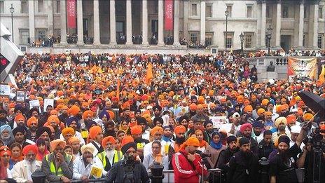 Sikhs gathered for rally in Trafalgar Square