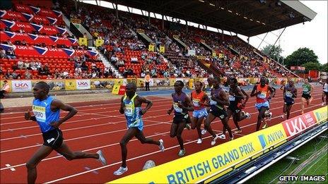 Athletes on the track at Gateshead Stadium