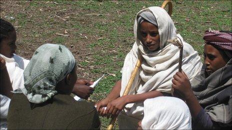 Girls from Berhane Hewan enacting a drama