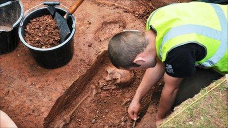 Skeleton being excavated