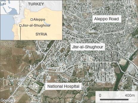 Map of Jisr al-Shughour