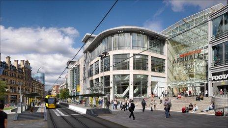 Artist impression of a proposed new tram stop in Exchange Square