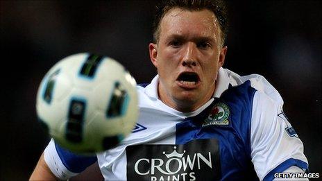 Phil Jones in action for Blackburn