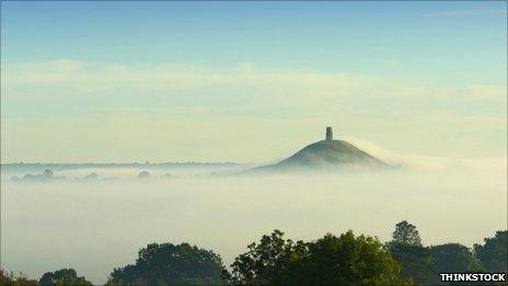 Mist at Glastonbury Tor