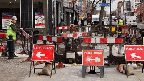 Roadworks being carried out in London