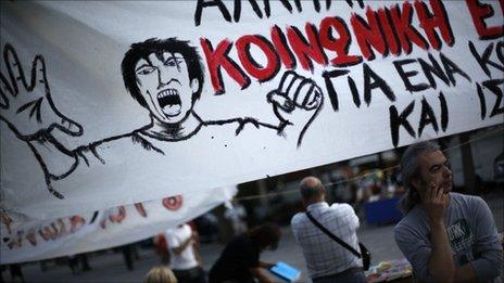 Protester in Athens on 13 June