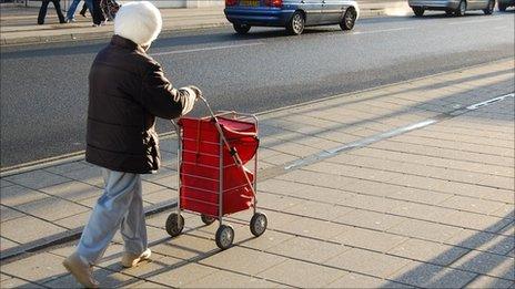 Woman with shopping trolley