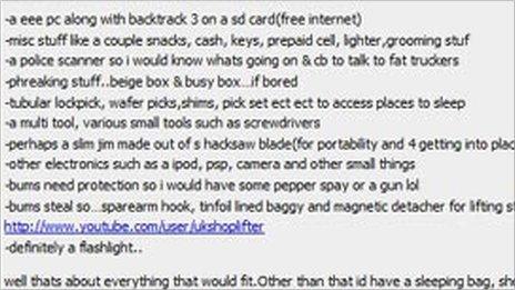 Screen grab from hacker forum