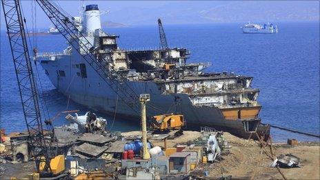 HMS Invincible being broken up in Turkish port