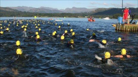 Thousands of swimmers take to Windermere