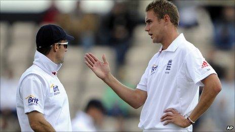 Andrew Strauss with Stuart Broad