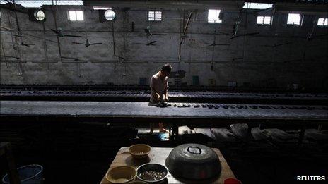 Worker in a Chinese factory