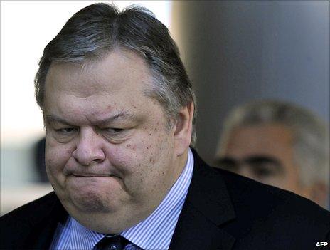 Evangelos Venizelos in his previous role of Greek defence minister (image from 2010)