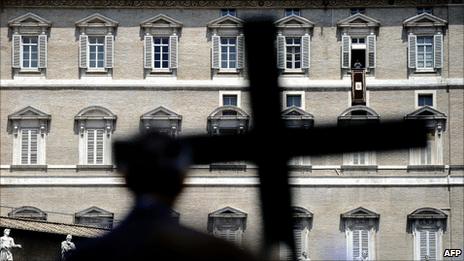 Bavarians march through St Peter's Square, Rome, to celebrate 60th anniversary of Pope Benedict's ordination (12 June 2011)