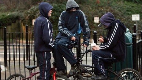 Teenagers on bikes