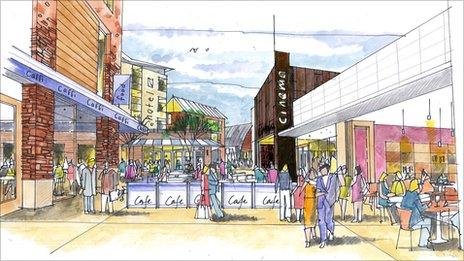 Artist's impression of new Talbot Green town centre