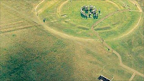 Stonehenge aerial view without A344