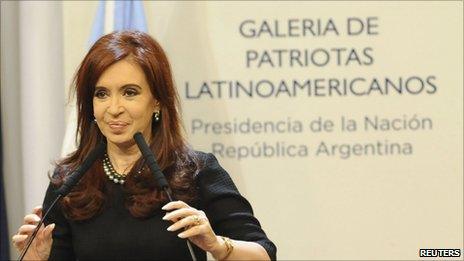 Cristina Fernandez de Kirchner attends a ceremony at the Casa Rosada Presidential Palace in Buenos Aires on 21 June 2011