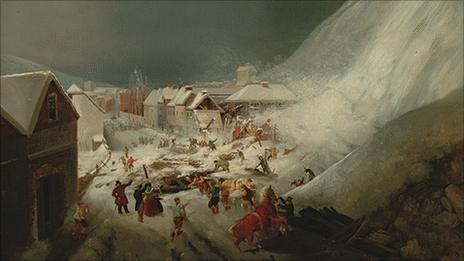 Painting of Lewes avalanche