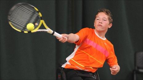 Alfie Hewett playing tennis (Photo: The Lord's Taverners)