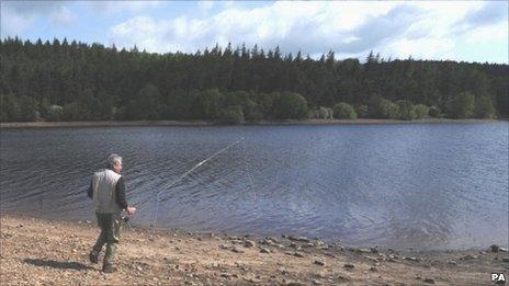 Fisherman at Fewston Reservoir near Harrogate, Yorkshire