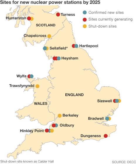 Map of nuclear sites