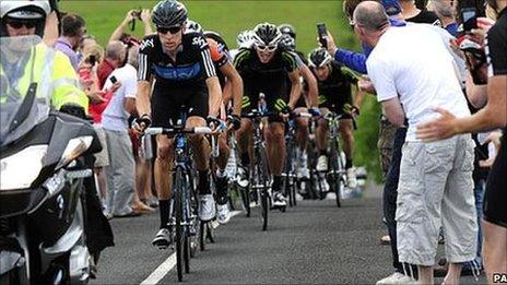 Bradley Wiggins competes in the British National Championships