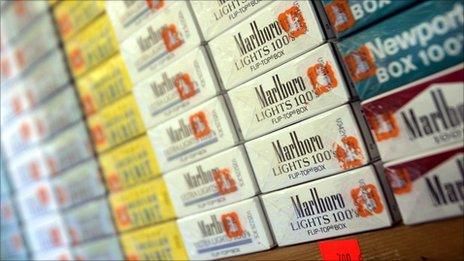 Cigarettes on display