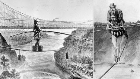 Maria Spelterini and Charles Blondin (with his agent)