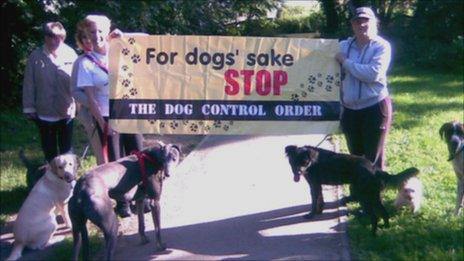 Dog walkers from the Stop the Dog Control Order group