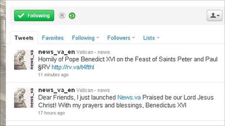 Pope's first tweet