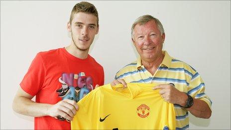 David de Gea with Sir Alex Ferguson