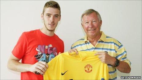 David de Gea with Sir Alex Ferguson