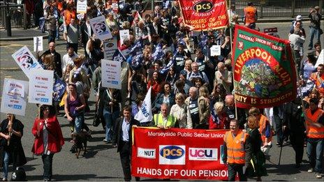 Marchers in Liverpool