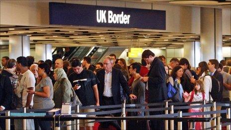 Passengers arriving at a UK border check