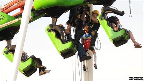 Rescue of nine people trapped on rollercoaster