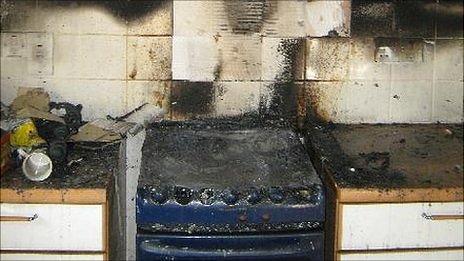 Damage caused by kitchen fire in St Saviour, Jersey