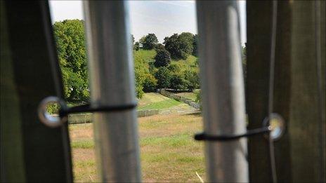 View through fences to the cross country course