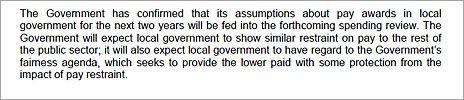 Quote taken from letter on local government pay