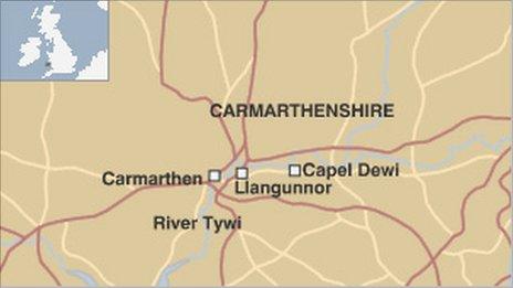 Map showing location of Capel Dewi