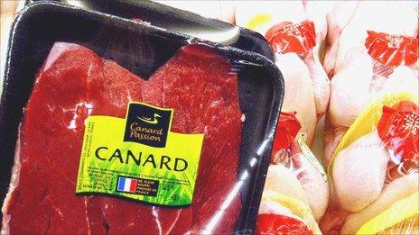 Meat on sale in a French supermarket - file pic